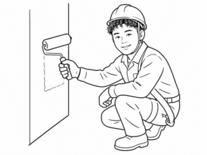 塗装をする職人のイラスト